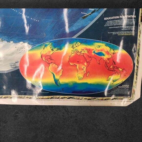 1998 National Geographic World Map 48x69 Large Vintage Classroom Wall Poster - Picture 3 of 16